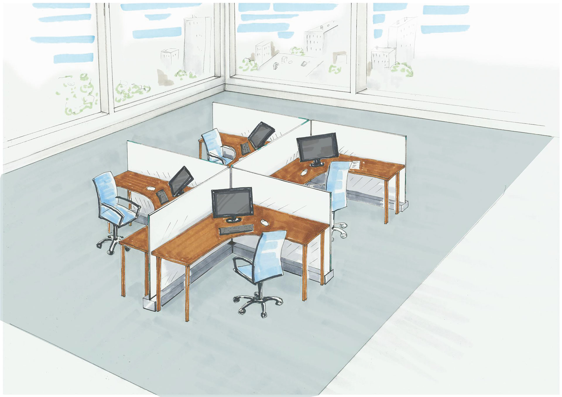 Office_Zeichnung Zeichnung Office Büro